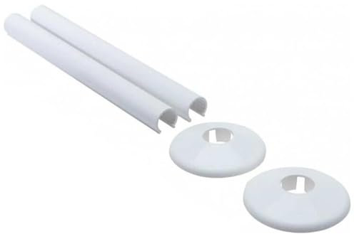 Pack of 2 Pipes Radiator Pipe Covers Sleeve 15 Millimeter Collar Cut Fit Bathroom Chrome Modern Aesthetics Easy to Clean Home Decoration Home Decor (White)