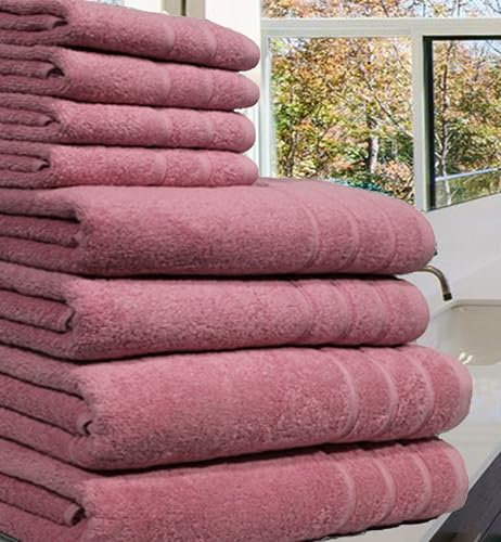 Casabella Luxury 100% Egyptian Cotton Towel Bale - 8 Pieces - 550 Gsm Xlarge Sizes_Pink_8 Pieces Set