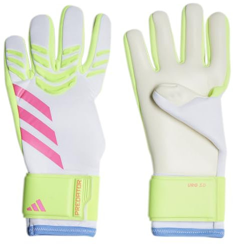 adidas Pred Gl Lge bianco, limone lucido, rosa lucido, guanti da portiere da calcio/calcio (senza dita) per uomini e donne taglia 8