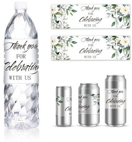 GOMAKERER 30 Feuille D'Étiquettes pour Bouteilles d'eau de Mariage Autocollant Enveloppant Une Plante Verte pour Bouteille d'eau Étiquette Personnalisée pour Bouteille pour Fête de Mariage 21.6x6.4cm