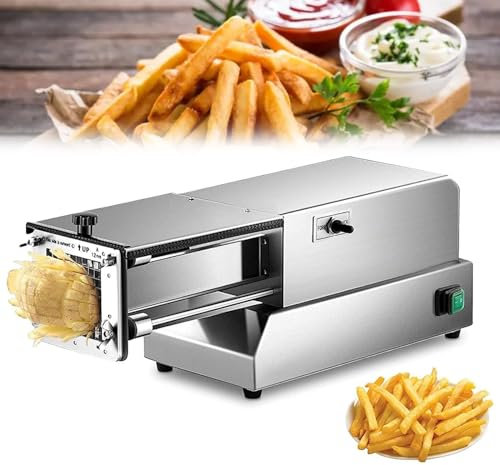 QUSYZD Coupe-Frites électrique, Machine à Frites Automatique, Lames de Pommes de Terre électriques en Acier Inoxydable, Parfait pour Couper Les Pommes de Terre, Les Carottes, Les Cou,