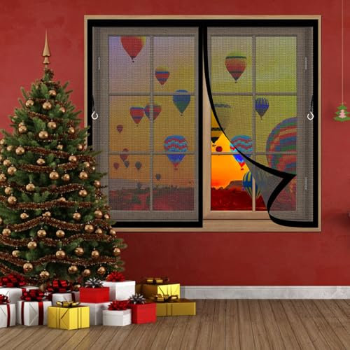 Zanzariera Finestra Magnetica 123 x 220 cm con Magneti Anti Zanzare Insetti, Chiusura Automatica, Rete Fine Zanzariera Magnetica per Porte per Balcone Soggiorno Cantine, Nero