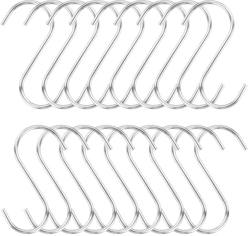 18Pz Ganci S Metallo Grandi Argento,S Shaped Hooks Appendere,Multifunzione Ganciin Utilizzabili Interni Ed Esterni Per Cucina,Bagno,Giardino Ufficio