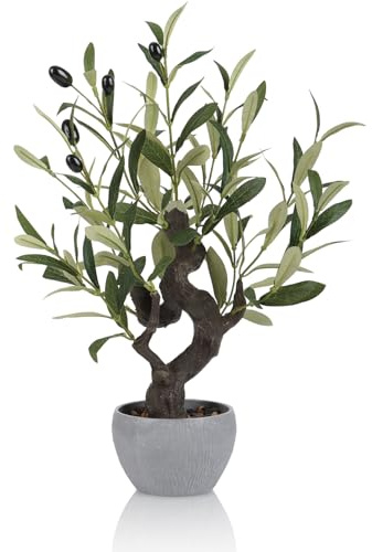 HPNIUB Kuenstlicher Olivenbaum Bonsai Topfpflanze Steintopf Gruen Innen