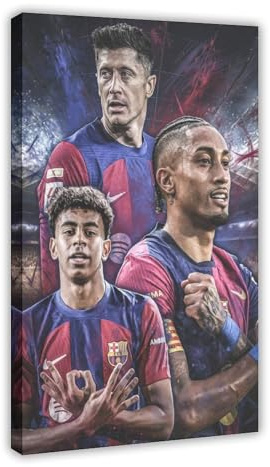 hsqxidhz Lewandowski, Raphinha, Lamine Yamal Poster, Leinwand-Poster, Schlafzimmerdekoration, Landschaft, Büro, Raumdekoration, Geschenk, 30 x 45 cm