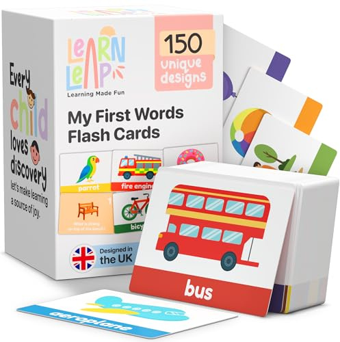 Learn Leap First Words Flash Cards For Toddlers Ages 1 2 3 – 150 Unique Flash Cards for Toddler Baby –Durable Flashcards Card Games Ideal for Kids, Travel, Learning, Language & Speech Educational Toys