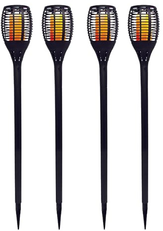 Lumisky 4 Mini-Solarfackeln mit Flammeneffekt, LED, warmweiß, 4 x Mini Maity Sun H70 cm