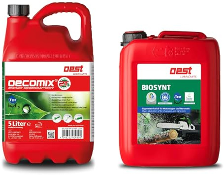 OEST Oecomix 2T 5L + OEST Biosynt 5L | Sonderkraftstoff für 2-Takt-Motoren & biologisches Sägekettenhaftöl | KWF-geprüft, umweltschonend, Profi-Set für Motorsägen & Forsttechnik