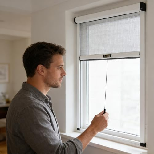 Roll-Up Fly Screens for Windows Nets to Keep Bugs Bee Out Mosquito Net Window Insect Screen Mesh Custom Roller Blind Easy Installation Aluminium Frame Durable Breathable