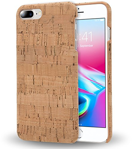 NALIA Kork Hülle kompatibel mit iPhone 8 Plus / 7 Plus, Natur-Holz Look Handyhülle Handy-Tasche Dünnes Ultra-Slim Hardcase Schutz Etui Back-Cover Bumper Case Schutzhülle, Designs:Light Cork