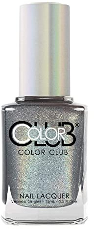 Color Club Holographic Nail Lacquer Beg, Borrow, and Steel Silver Nail Varnish Glitter, 15 ml