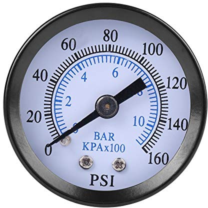 Dual Scale Pneumatic & Hydraulic All Purpose Mini Pressure Gauge for Fuel Air Oil Water 0-160psi/0-10bar 1/8 NPT Thread