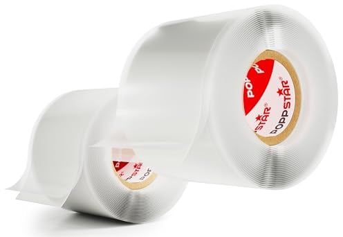 POPPSTAR selbstverschweißendes Silikonband, 3m x 38mm, Isolierband und Dichtungsband (Wasser, Luft), transparent, 2 Rollen