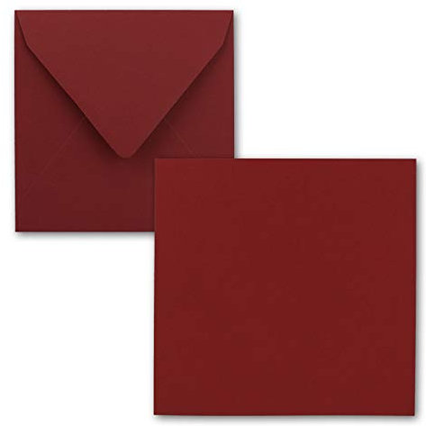 Quadratisches Einzelkarten-Set - 15 x 15 cm - mit Brief-Umschlägen - Dunkelrot - 25 Stück - für Grußkarten & mehr - FarbenFroh by GUSTAV NEUSER