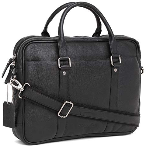 Hudson & James - Leather 13 Laptop Designer Genuine Real Napa Handmade Unisex Cross Body Everyday Crossover Work iPad Shoulder Messenger Bag