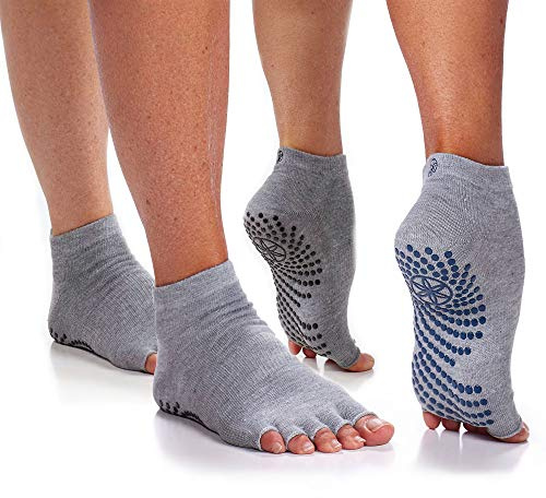 Gaiam Grippy Yoga Socken für Damen & Herren - Zehenlose rutschfeste Sticky Grip Zubehör für Yoga, Barre, Pilates, Tanz, Ballett, Damen Unisex