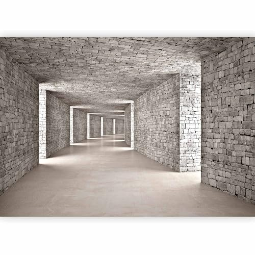 murando Photo Wallpaper 3D Tunnel 300x210 cm Non-Woven Premium Art Print | Fleece Wall Mural Decoration Poster Picture Design Modern Wall Brick Textur