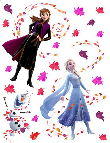 1art1 Die Eiskönigin 2, ELSA Anna Olaf Autumn Leaves Wand-Tattoo | Deko Wandaufkleber für Wohnzimmer Kinderzimmer Küche Bad Flur | Wandsticker für Tür Wand Möbel/Schrank 85x65 cm