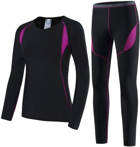 SAGUARO Thermounterwäsche Skiunterwäsche Damen Funktionsunterwäsche Warme Ski Unterwäsche Frauen Winter Thermal Underwear Women Rosa,Gr.42
