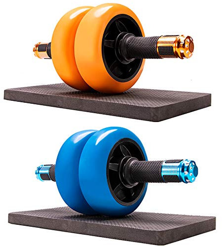 JRPT AB Roller Bauchtrainer Rutschfeste Griffabdeckung aus Gummi,Ab Wheel 15 mm dickes Tretlager, 400 kg Last, mit Knieschützern/Blau / 15×34cm