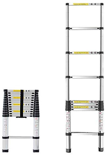 MHBGX Telescopic Ladder,Household Ladder,Telescoping Ladder Extension Multi-Purpose - Aluminum Foldable Telescoping Ladder for Home Loft Roof, Portable, 150Kg Load Capacity,5.7M/18.70Ft,5.7M/18.70Ft