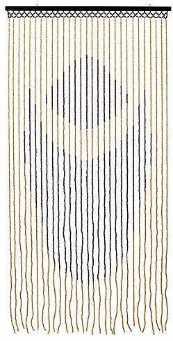 JVL Tuscany Hanging Lotus Wooden Beaded Door Curtain Screen, 90cm x 180 cm, Multi, 90 x 180cm approx