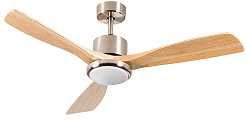 Ventilador de Techo con Luz LED Silencioso con 3 Aspas de Madera 56W de Potencia | Modelo Alaska de Dayron Negro/Marrón | Ventilador de Techo con Mando a Distancia y 6 Velocidades Controlables