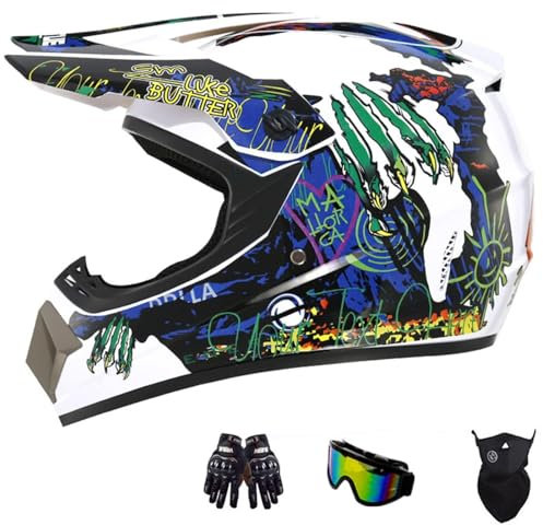 STRTG Motocross-Helm Für Erwachsene Und Kinder, Jugend-Motocross-Helm, Profi-Motocross-Helm, ECE-Zertifizierung, Integral-MTB-Helm 30,XXL