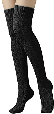 Women's Knee High Socks - Cable Knit Thigh High Socks, Long Boot Stockings, Warm Leggings, Stretch Thermal Knee Warmers for Ladies & Girls, Joint Pain Relief