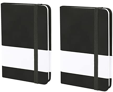 2 Stück A7 Pocket Notebook Mini Small Notepad Journal Diary Liniertes Notizbuch Hardback Notizblock Reise-Notizbuch Schreibnotizbücher Memo Pad Elastischer Verschluss 96 Seiten Büro Schule