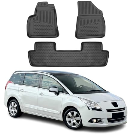 OMAC Fußmatten für Peugeot 5008 2017-2024 TPE 4X Schwarz | Gummimatten, Automatten, Allwetter, fahrzeugspezifisches Produkt, Antirutsch, 3D-Passform, wasserdicht