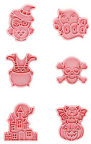 MYSUNBAR 6 STÜCK Halloween Ausstecher Set, 3D Kunststoff Schädel, Schloss, Eule Stempel Ausstechformen Formen für Kuchen Dekorieren, Gebäck, Fondant, Keksausstecher