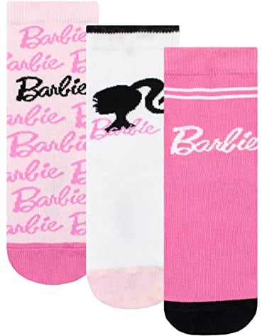 Barbie Calzini per Ragazze Confezione da 3 Rosa 37-40