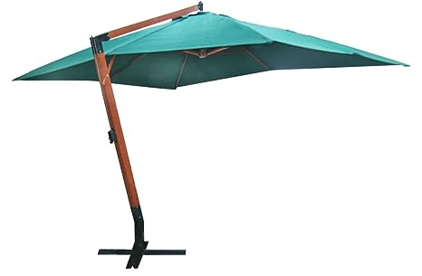 ZEYUAN Ampelschirm, Balkon Sonnenschirm, Marktschirm, Garten, Balkon Schirm, Sonnen Schirme, Balkonschirm, Holz grün 4 x 3 m