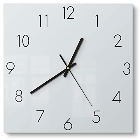 DEQORI Glasuhr | 30x30 cm | Unifarben - Hellgrau | ausgefallene leise Design Uhr aus Glas | Wanduhr für Wohnzimmer & Küche | moderne Hingucker Uhr für die Wand