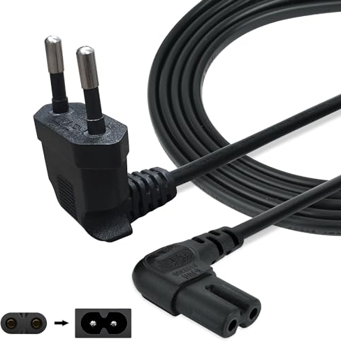 AJTECH® 3M Câble d'alimentation TV Samsung Fiche Européenne - Certifié 2 Pôles Euro Câble Alimentation Universel en Angle IEC C7 - Compatible PS5 PS4 Slim Xbox Séries X Imprimante LG TV - 3-Mètres