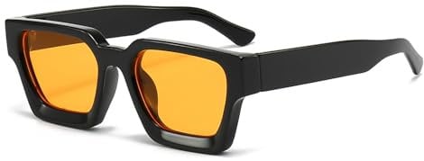 Vintage Rechteckige Sonnenbrille für Herren Damen-Retro Eckig Sonnenbrille Trendige Quadratischem Rahmen UV400 Schutz