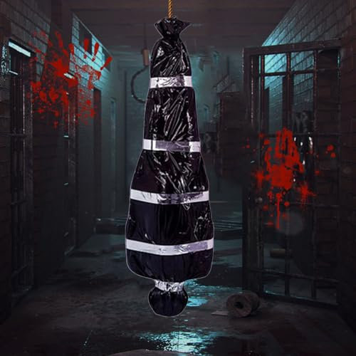 Feliciay Halloween Dekorationen Requisiten FüR Tote Opfer,Halloween Deko Outdoor Gruselige Gefälschte Leiche in der Tasche Requisiten Außenbereich,Geeignet FüR Hof,Garten,Badewanne,Schwarz