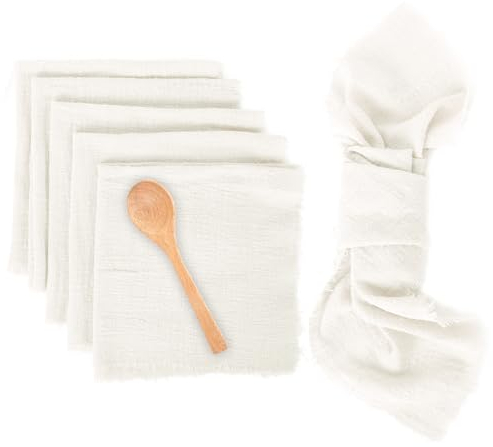 Lollanda Dinner Stoffservietten Baumwolle, Stoffservietten mit Fransen, Baumwoll-Stoffservietten Set für Weihnachten Geburtstag Hochzeit 42 x 42 cm