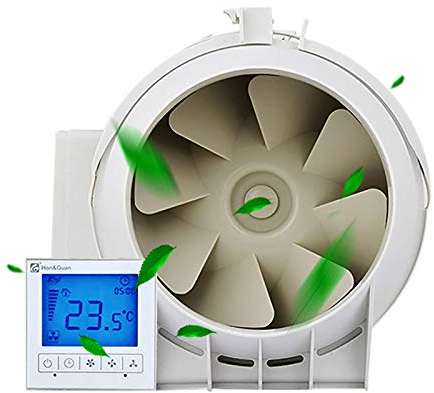 200mm Rauchabzug Rohrventilator, Abluftventilator Regelbar Inline Kanalventilator,RohrlüFter 230 V Leise Mit Zeitschaltuhr Und Hygrostat FüR Bad Wc KüChe Garage.