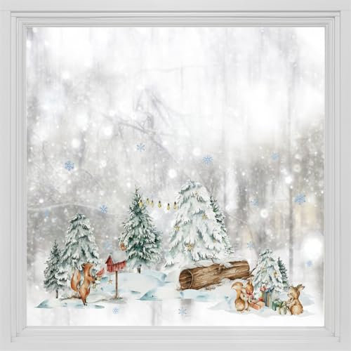 Fensterfolie Blickdicht 38x60cm Eichhörnchen Sichtschutzfolie Fenster Selbsthaftend,Milchglasfolie Anti-Uv,Folie Fenster Sichtschutz,Fenster Folie Blickschutz,Blickdichte Fensterfolie