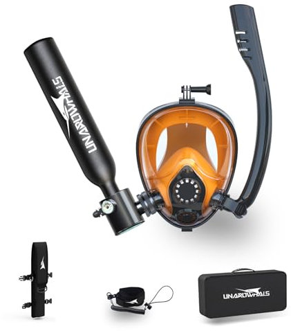 UNAROWHALS Mini tanque de buceo, kit de tanque de buceo de 5 a 10 minutos de tiempo de uso, certificación DOT/CE-EN250, tanque de buceo portátil de 0.5 L (3.5 pies cúbicos), presión máxima de 3000