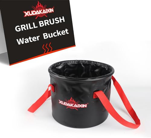 XUDAKAIXIN Upgraded Grill Brush Bristle Free,Water-Activated steam Effectively Cleans The Grill.Unique Wave pad for Cast Iron/ (Black-Water Bucket)