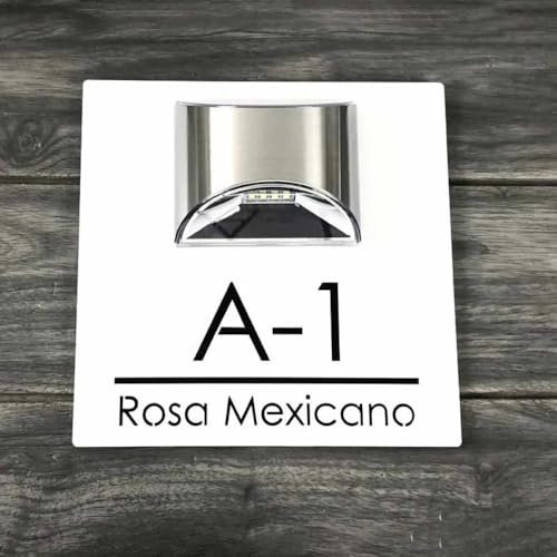 Personalized Solar Modern Door Plaque,House Numbers Plaques with Solar Light House Numbers Door Plaques Door Signs House Signs Door Number Plaques for Wall Name Plaques (White and black,30x30cm)
