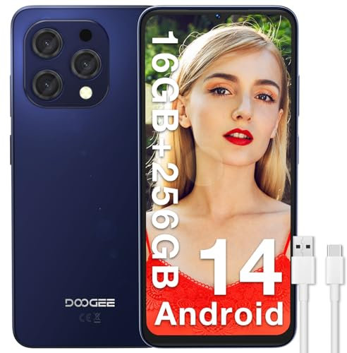 DOOGEE N55 Pro Telephone Portable Android 14, 16GB(6+10) RAM+256GB ROM/TF 1TB, Octa Core Batterie 5150mAh, Caméra 13MP+8MP, 6.56'' HD+90 Hz, Smartphone Pas Cher, Face ID/4G OTG/Dual Nano SIM