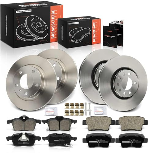 Frankberg 4x Bremsscheiben + 8x Bremsbeläge Vorne Hinten 93192578, 93179708 | Kompatibel mit Corsa D S07, Corsa MK III (D) S07