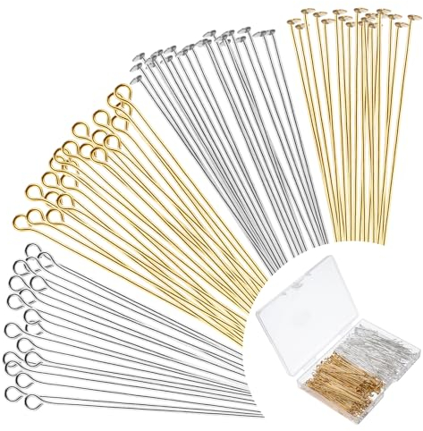 800 Stück Nietstifte Schmuckherstellung Stecknadeln Ohrringe Basteln Nietstifte Mit Öse Verschiedene Kopfstifte Edelstahl Kugelstifte Ösenstifte Kugelstifte Für Herstellung DIY Ohrringen Armbändern