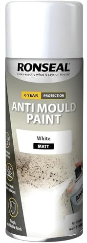 AMK® Ronseal 6 Year Quick Dry Anti Mould Matt White 400ml Spray Prevent Moulding Paint Discoloration Interior Walls and Ceilings