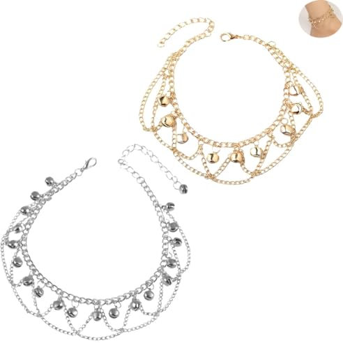 2 Pcs Bracelets de Cheville pour Femme, Chaîne de Cheville de Style Bohème, Bracelet Cheville Reglable, Chaînes de Pieds en Perles, Bijoux de Plage pour Femmes et Filles