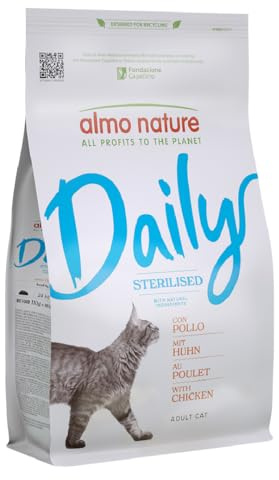 Almo Nature Daily Sterilised, Crocchette per Gatti Adulti Sterilizzati - con Pollo - Sacco da 1,2 kg